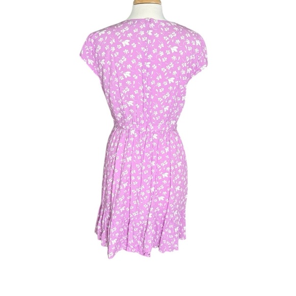 J.CREW Womens Pink Floral Short Sleeve V-Neck Wrap Dress with Ruffle Size 14 - Picture 3 of 9
